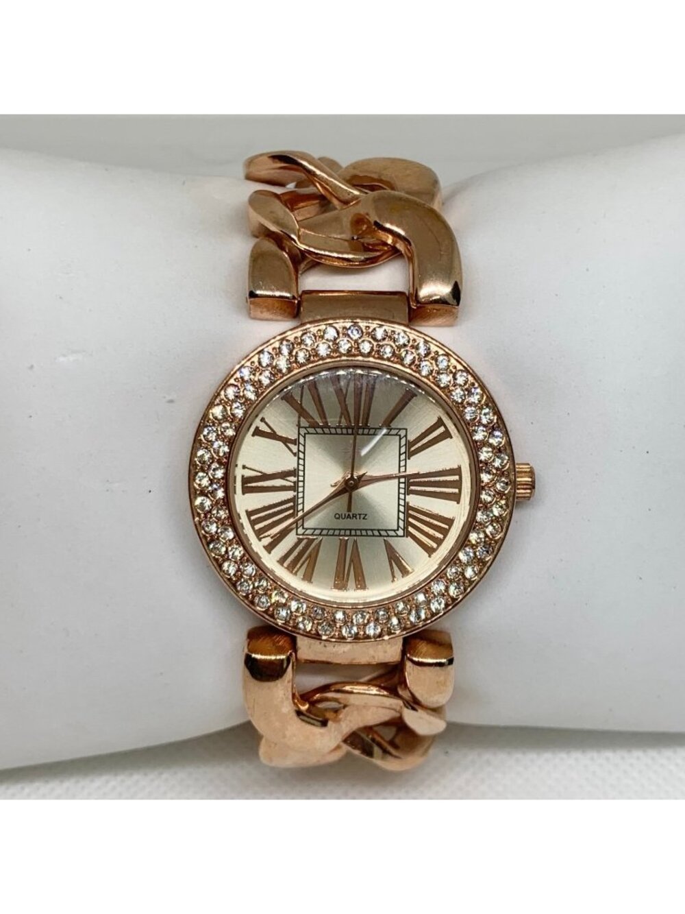 icing rose gold tone watch quartz women rhinestones 35mm size 6.5” running